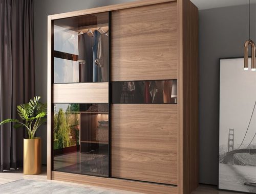 Brown Storage Cabinet Contemporary Wardrobe Armoire for Bedroom